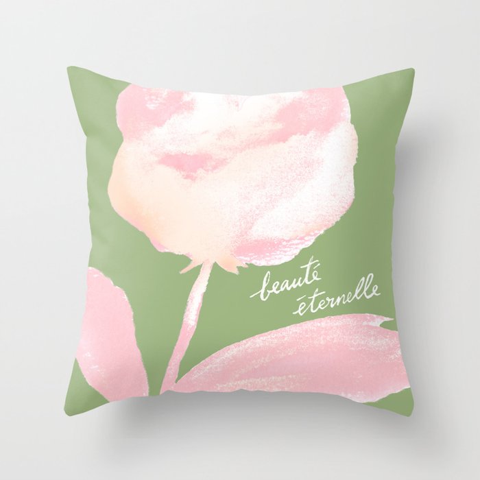 Rose Painting - Beauté Eternelle French  Throw Pillow Gallery Image 1