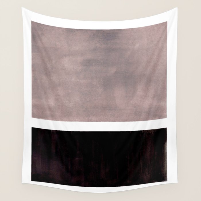 Mid Century Modern Minimalist Art Colorblock Rothko Inspired Squares Grey and Black Simple Abstract Wall Tapestry Gallery Image 1
