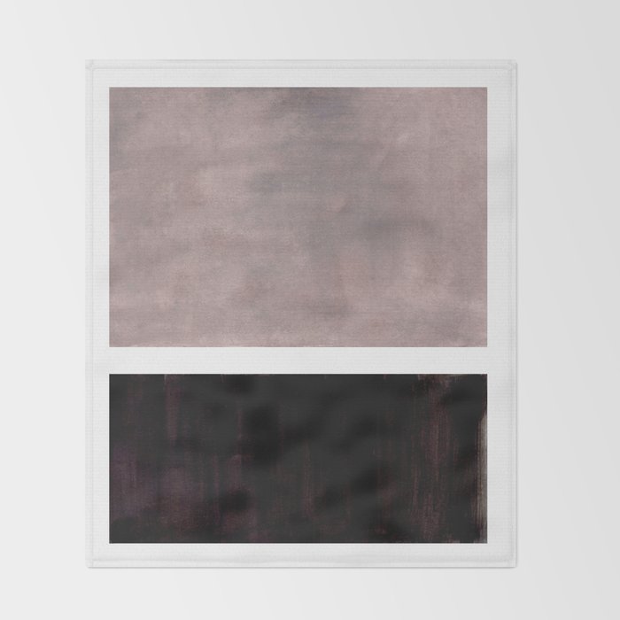 Mid Century Modern Minimalist Art Colorblock Rothko Inspired Squares Grey and Black Simple Abstract Throw Blanket Gallery Image 2