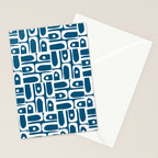Blue and White Mid Century Modern Piquet Abstract Multi Geometric Pattern Stationery Card Gallery Image 2
