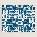 Blue and White Mid Century Modern Piquet Abstract Multi Geometric Pattern Jigsaw Puzzle Gallery Image 1