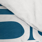 Blue and White Mid Century Modern Piquet Abstract Multi Geometric Pattern Comforter Gallery Image 4