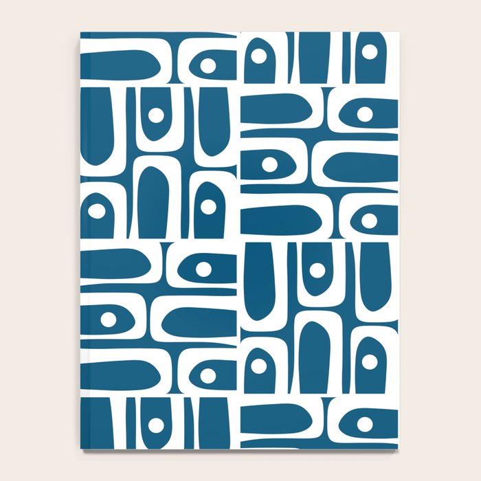 Blue and White Mid Century Modern Piquet Abstract Multi Geometric Pattern Notebook Gallery Image 4