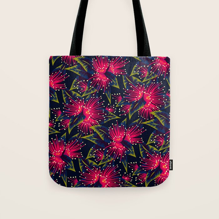 New Zealand Rata floral print (Night) Tote Bag Gallery Image 1