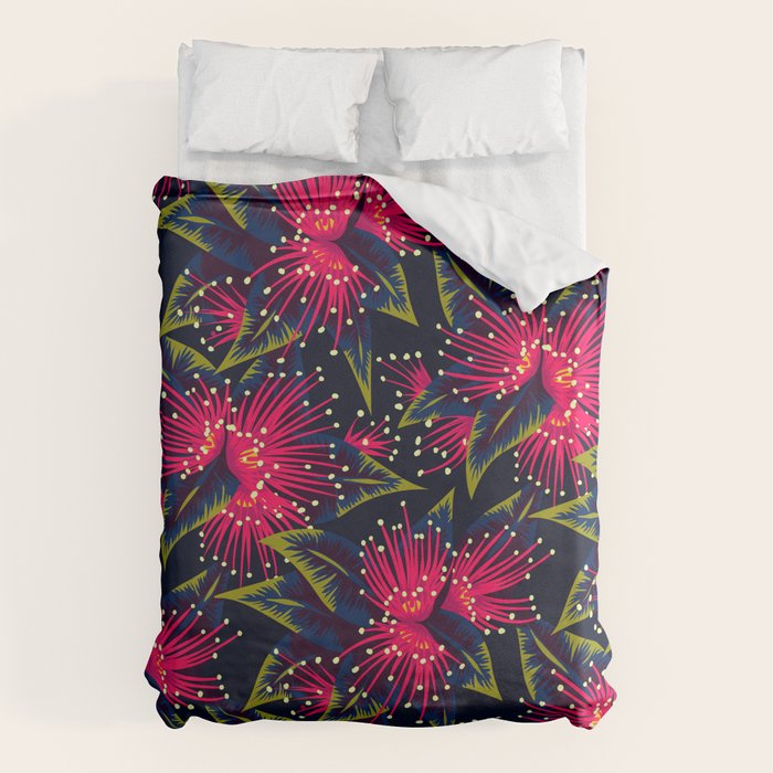 New Zealand Rata floral print (Night) Duvet Cover