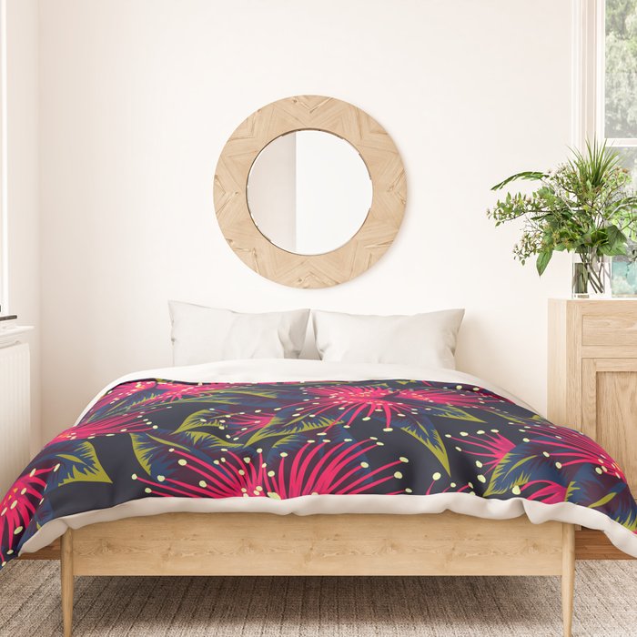 New Zealand Rata floral print (Night) Duvet Cover Gallery Image 3
