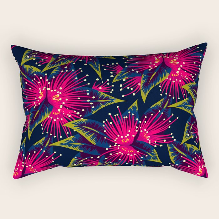 New Zealand Rata floral print (Night) Rectangular Pillow Gallery Image 2