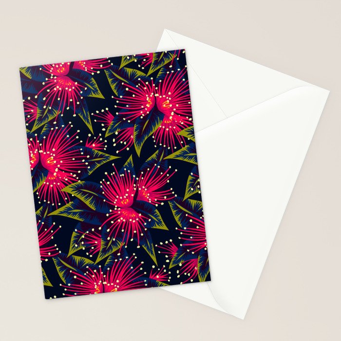 New Zealand Rata floral print (Night) Stationery Card Gallery Image 2