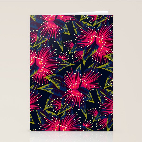 New Zealand Rata floral print (Night) Stationery Card Gallery Image 1