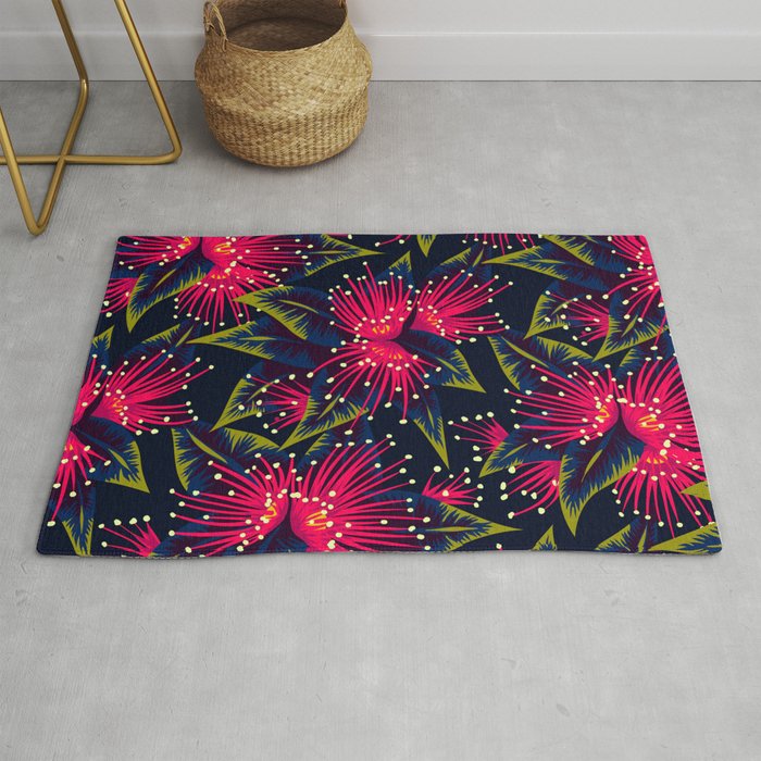 New Zealand Rata floral print (Night) Rug Gallery Image 1