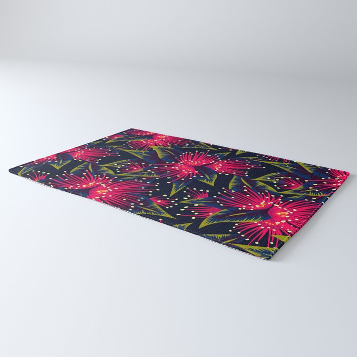 New Zealand Rata floral print (Night) Rug Gallery Image 3
