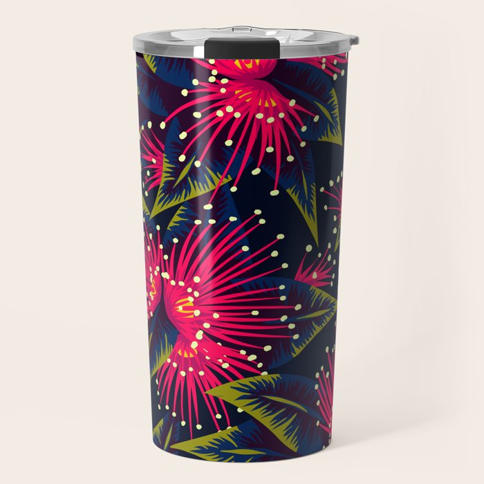 New Zealand Rata floral print (Night) Travel Mug Gallery Image 1
