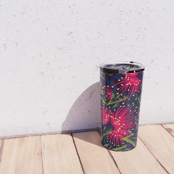 New Zealand Rata floral print (Night) Travel Mug Gallery Image 4