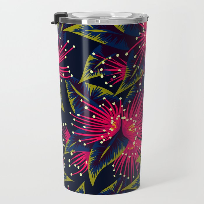 New Zealand Rata floral print (Night) Travel Mug Gallery Image 3