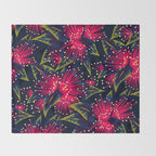 New Zealand Rata floral print (Night) Throw Blanket Gallery Image 2