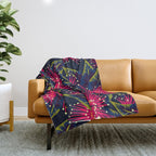 New Zealand Rata floral print (Night) Throw Blanket Gallery Image 1