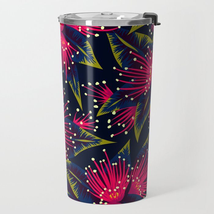 New Zealand Rata floral print (Night) Travel Mug Gallery Image 2
