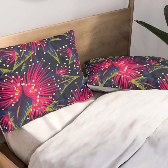 New Zealand Rata floral print (Night) Pillow Sham Gallery Image 2
