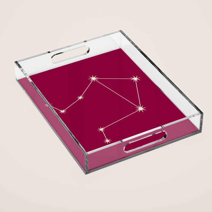 Libra Zodiac Star Constellation Line Art Magenta Pink Acrylic Tray Gallery Image 1