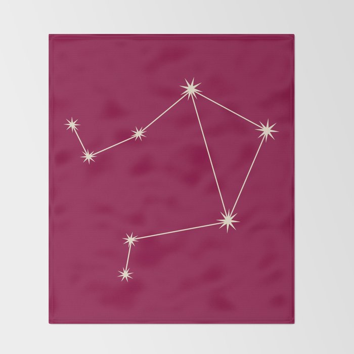 Libra Zodiac Star Constellation Line Art Magenta Pink Throw Blanket Gallery Image 2