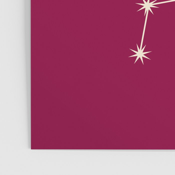 Libra Zodiac Star Constellation Line Art Magenta Pink Poster Gallery Image 3