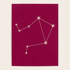 Libra Zodiac Star Constellation Line Art Magenta Pink Poster Gallery Image 4