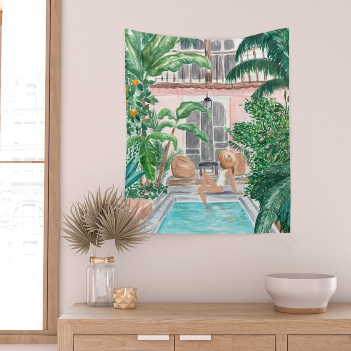 Moroccan Dream - Brunette Hair (Other Hair & Skin Tones Available) Wall Tapestry Gallery Image 2