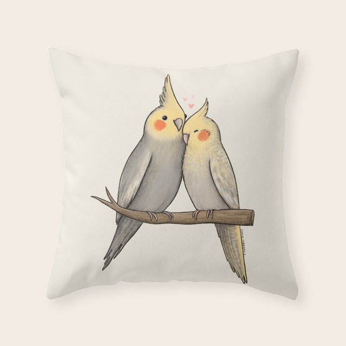 Cockatiel Cuddle Throw Pillow Gallery Image 6