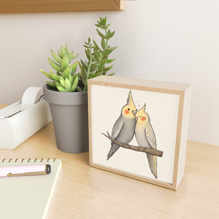 Cockatiel Cuddle Mini Art Print Gallery Image 2