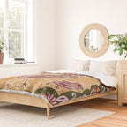 Rooster Painting in Forest Green - Folk Art Style Duvet Cover Gallery Image 2