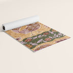 Rooster Painting in Forest Green - Folk Art Style Yoga Mat Gallery Image 2