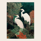 Japanese chinoiserie Bird Wall Art Maximalist Green Print Heron Painting japandi living room poster Poster Gallery Image 4