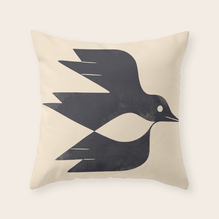 Minimal Blackbird No. 2 Throw Pillow Gallery Image 1