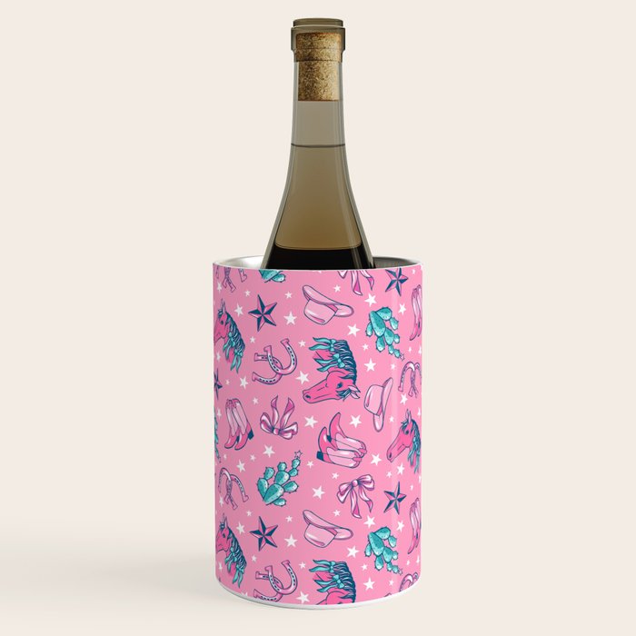 Cowgirl Christmas - pink and teal Wine Chiller Gallery Image 2
