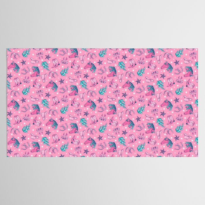 Cowgirl Christmas - pink and teal Tablecloth Gallery Image 2