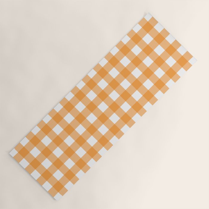 Orange gingham pattern Yoga Mat Gallery Image 1