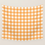 Orange gingham pattern Wall Tapestry Gallery Image 4
