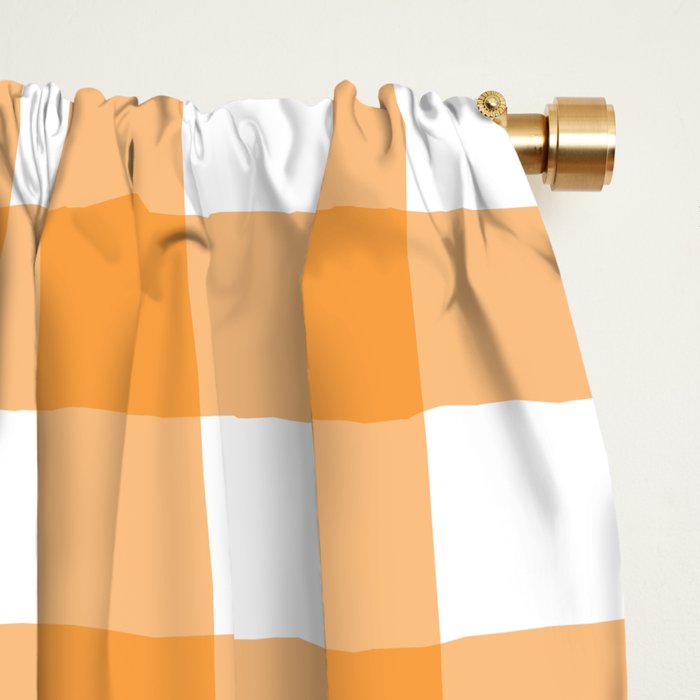 Orange gingham pattern Window Curtain Gallery Image 2