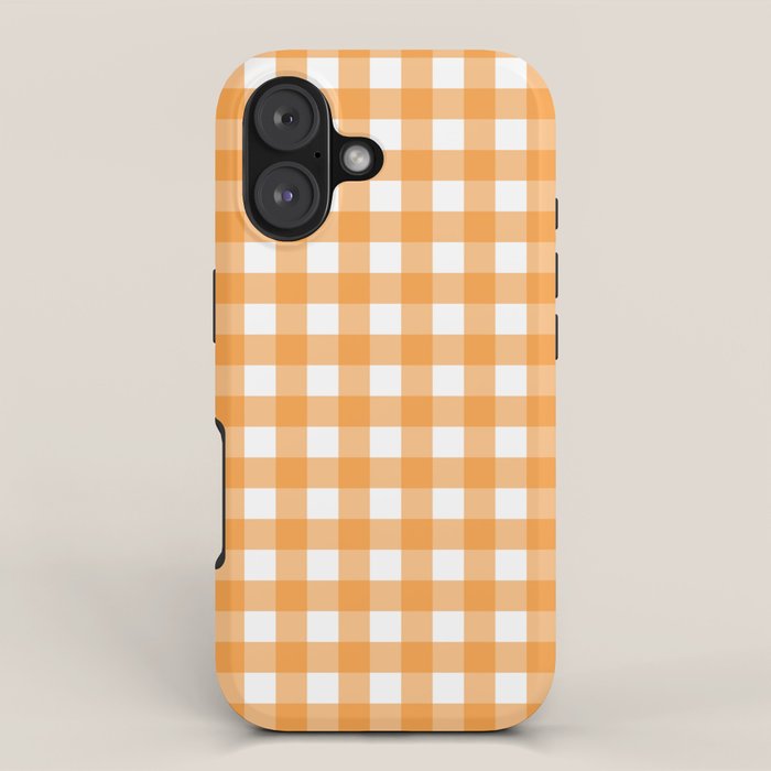 Orange gingham pattern iPhone Case Gallery Image 1