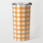 Orange gingham pattern Travel Mug Gallery Image 2