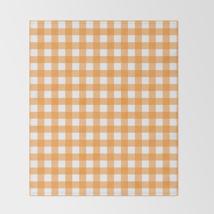 Orange gingham pattern Throw Blanket Gallery Image 2