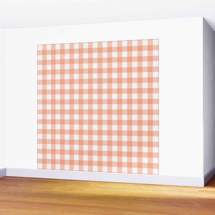 Orange gingham pattern Wall Mural Gallery Image 2