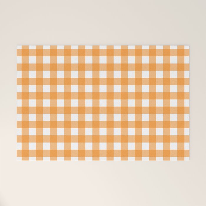 Orange gingham pattern Welcome Mat Gallery Image 1