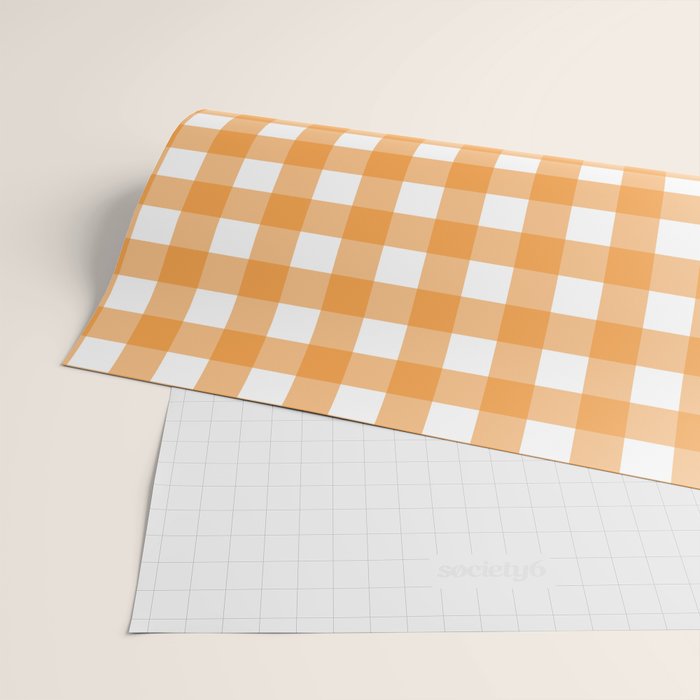 Orange gingham pattern Wrapping Paper Gallery Image 2