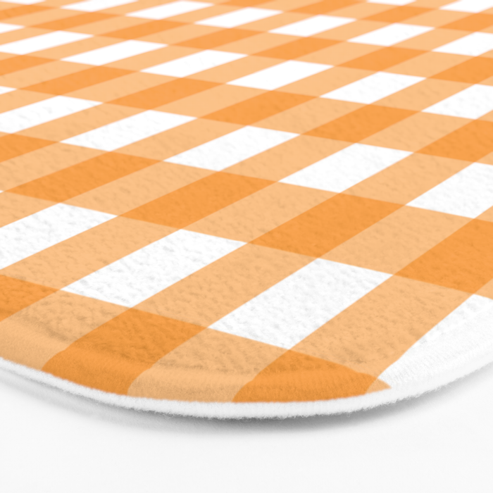 Orange gingham pattern Bath Mat Gallery Image 3