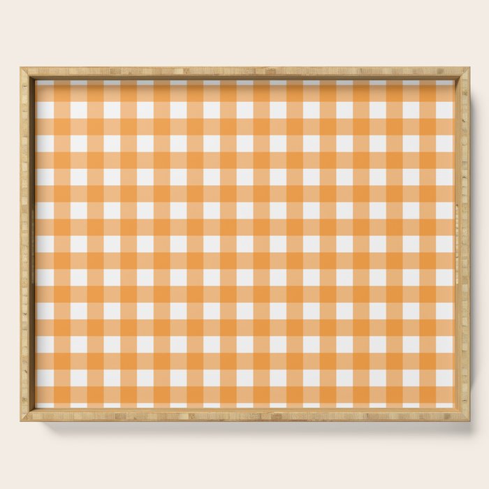 Orange gingham pattern Serving Tray Gallery Image 1