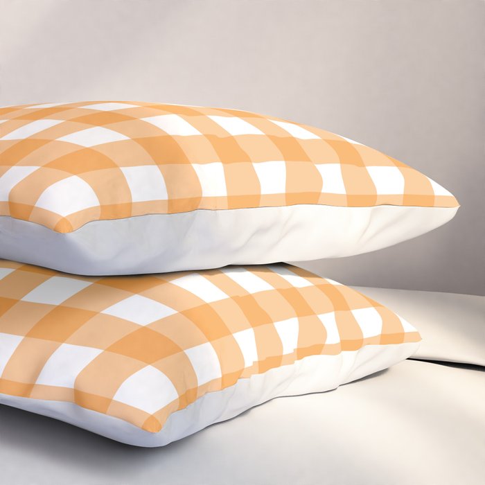 Orange gingham pattern Pillow Sham Gallery Image 3