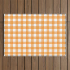 Orange gingham pattern Outdoor Rug Gallery Image 1