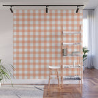 Orange gingham pattern Wall Mural Gallery Image 1