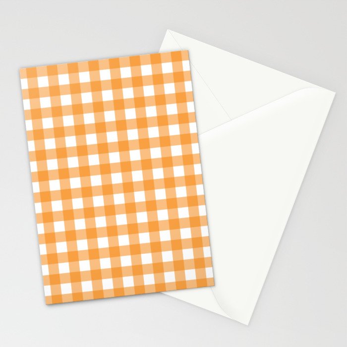 Orange gingham pattern Stationery Card Gallery Image 2